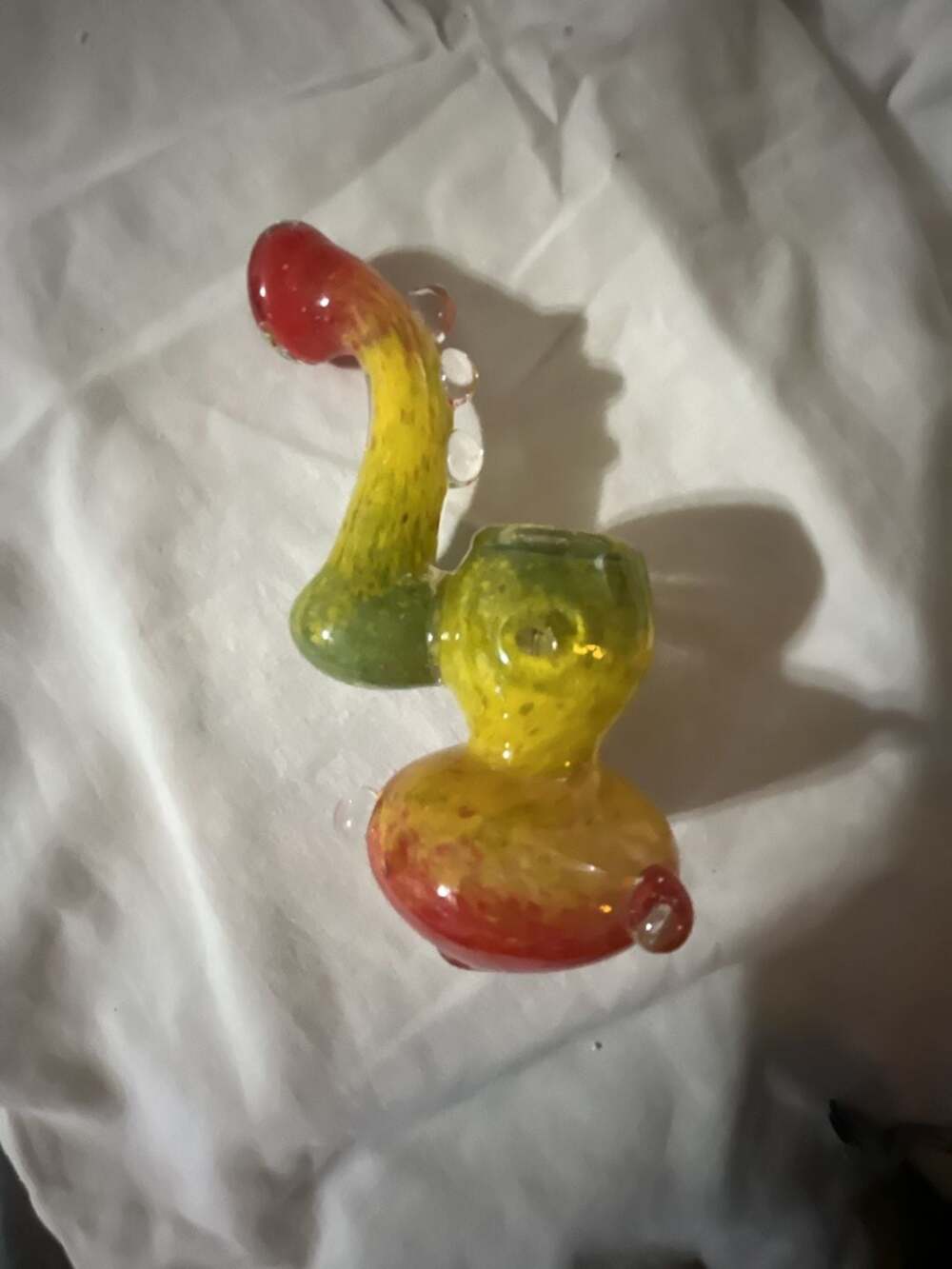 Handblown Glass Bubbler Piece Red Yellow Green